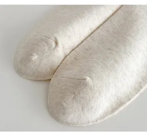 Close-up view of cozy knit cotton socks, showing fine ribbed texture and soft fabric detail.