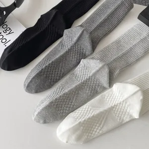 Calze lunghe da uomo in cotone con suola massaggiante, calzini sportivi traspiranti bianco nero.