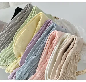 Chaussettes mi mollet uni femme printemps ete tricot torsade chaussettes de loisir