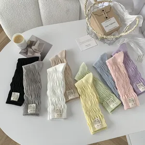 Chaussettes Slouch en Coton Couleur Unie Style Japonais pour Femmes Longueur Mi-Mollet Ouverture Côtelée Chaussettes Casual