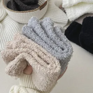 Chauffe-genoux polaire corail moelleux chaussettes d'hiver epaisses protection articulations
