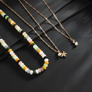 Collana di perline colorate da uomo stella marina perla dorata gioielli da spiaggia