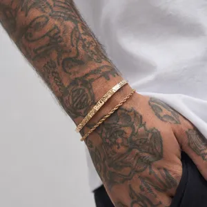 Minimalist Alloy Twist Chain Open Cuff Bracelet Set For Men Geometric Round Light Luxury Style Everyday Hand Jewelry Charm Wrist Band Gift