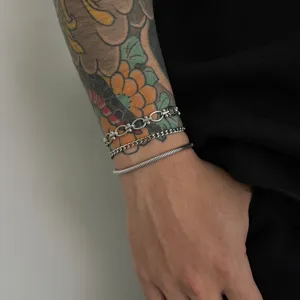 Set van roestvrijstalen heren armbanden met meerdere kettingen in minimalistische stijl