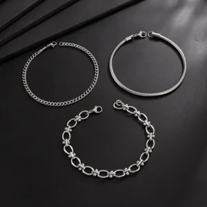 Roestvrijstalen armband set van 3, minimalistische slangenketting schakelarmband