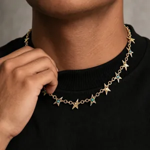 Hip Hop Ster Pentagram Ketting Legering Strass Schakelketting Voor Mannen Iced Out Ster Armband Streetwear Sieraden