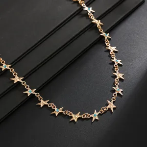 Heren hiphop strass ster hanger ketting gouden kleur mode sleutelbeen ketting sieraden