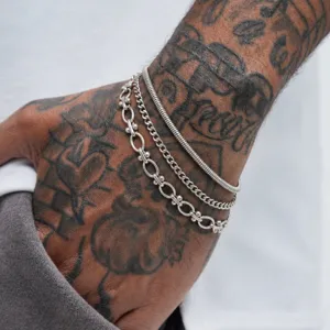 Armband man roestvrij staal gelaagde set ketting minimalistische cool stijl juwelen