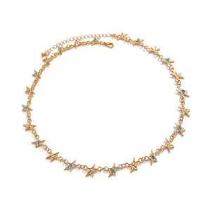 Gouden ster strass ketting, mode hip hop choker sieraden cadeau voor mannen en vrouwen