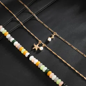 Collana di perle colorate multistrato con ciondolo stella marina gioielli spiaggia
