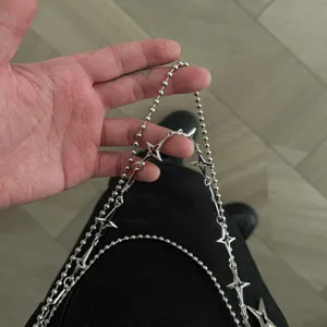 Punk Y2K star pants chain hip hop silver ball chain trousers waist jewelry for men
