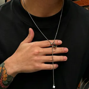 Men stainless steel cube pendant necklace hip hop fashion silver clavicle chain jewelry
