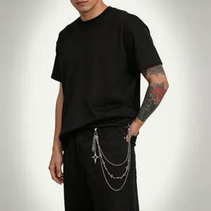 Hip Hop Multi-Layered Four-Pointed Star Pant Chain For Men Punk Metal Wallet Key Chain Waist Chain Jewelry For Jeans