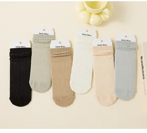 Calcetines huecos de algodón fino de rejilla estilo japonés tubo medio calcetines casuales bonitos
