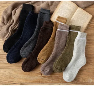 Dicke Winter Thermo Wolle Fleece Schneesocken Detailansicht kuschelig warme Frotteesocken