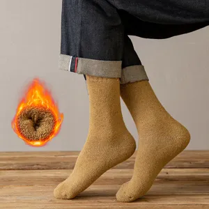 Herren Winter dick warme Wolle Schlingen Socken hohes Rohr thermische Fleece Baumwolle