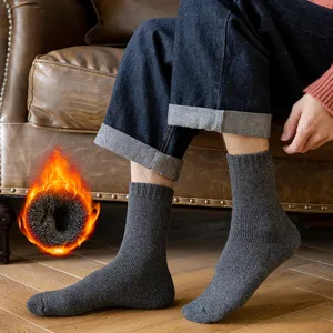 Warme dicke Herren Wollsocken für kalten Winter, kuschelige Frottee Strümpfe Lang.