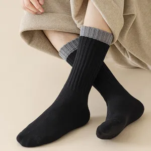 Chaussettes mi-mollet épongées homme bicolores, chaudes épaisses d'hiver sport coton.