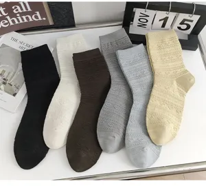 Damen Vintage Herzmuster mittelhohe Baumwollsocken atmungsaktiv koreanischer Stil Herbst Winter