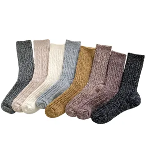 Japanese style women slouch socks winter solid color knit thermal socks main view