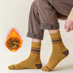 Herren Thermosocken gefüttert dicke Frotteesocken mit Streifen für kalten Wintertage