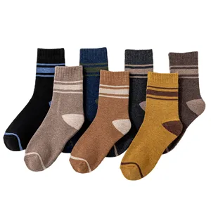Herren dicke Frottee gestreifte Mittelsocken Winter warme bequeme Freizeit Strickstrümpfe