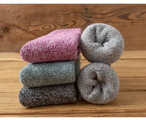 Thick winter thermal loop socks for women, retro style mid-tube towel sole cozy socks