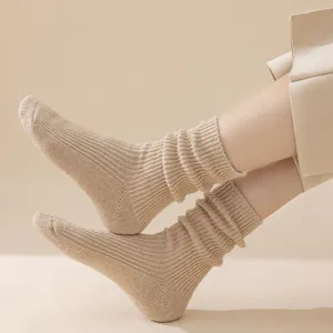 Damen thermische Wolle Strick Mid-Tube Slouch Socken für Herbst Winter gemütlich
