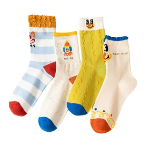 Cute cartoon clown smiley pattern mid-tube cotton socks colorful funny casual socks