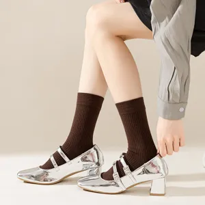 Damen Slouch Socken Baumwolle Vertikal Gerippt Wadenlang Lässig Trendig Atmungsaktiv Schweißabsorbierend Crew Socken Pack Für Den Alltag