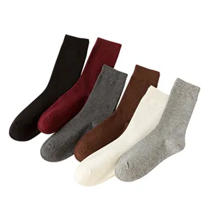 Damen gerippte Baumwoll Socken mehrfarbig Basis lässig Mittelrohr Slouch Socken 6er Pack