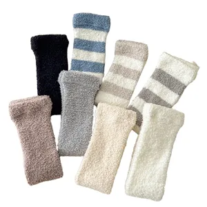 Damen flauschige Kniestrümpfe Winter dicke warme Korallenfleece Stulpen mehrere Farben
