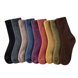Women's thick warm winter wool socks multi-color thermal cozy long hosiery sock set