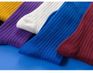 Japanese candy color ribbed long socks detail, versatile solid knit over-the-knee socks.