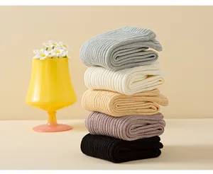 Calcetines de algodón acanalado para mujer otoño invierno tubo medio calcetines set