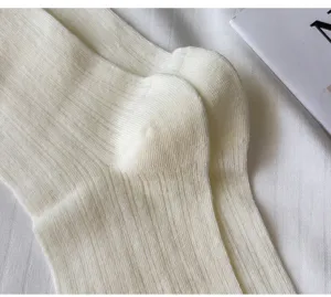 Solid color ribbed short socks women cotton breathable comfortable casual daily wear detail view