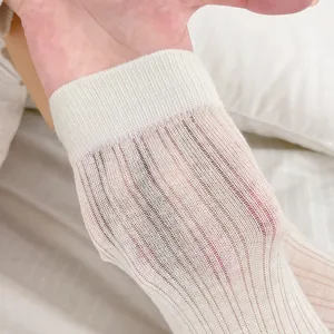 Sheer mesh women socks, summer breathable thin solid color cotton feel ankle socks.