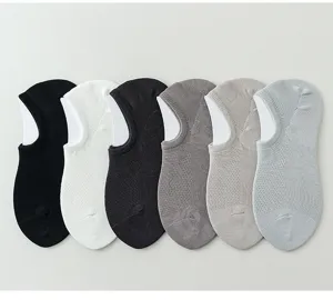Atmungsaktive unsichtbare Herren Baumwoll-Bootssocken, rutschfeste Sommersocken kurz.