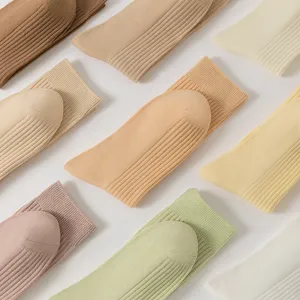 Geribbelde kuitkousen voor dames, herfst effen vintage slouch sokken comfortabel zacht