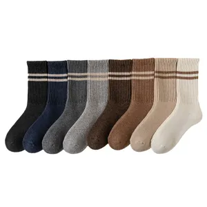 Calcetines térmicos de lana para hombre de media pantorrilla invierno gruesos cálidos a rayas 8pcs
