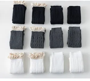 Japanische JK Kniestrümpfe mit Spitzenrüschen, dicke warme Wintersocken für Damen lang.