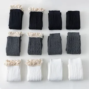 Damen dicke Winter Oberschenkel hohe Socken JK Stil gestrickt warme Overknee Spitze