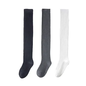 Damen dicke lange Socken Winter warme Overknee Schenkelhohe Strümpfe schwarz grau weiß