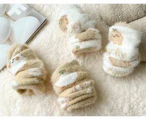 Plush fuzzy winter socks for women thick warm cozy fleece home floor sleeping socks cute