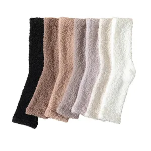 Flauschige Korallenfleece Overknee Socken für Damen, dicke warme lange Beinstulpen Set.