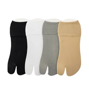 Women split toe socks two finger cotton thin mid tube solid color casual socks 4 pairs