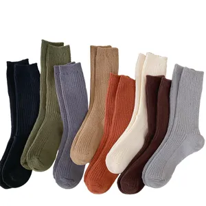 Verdickte warme Kaschmirwolle Wadensocken Winter Einfarbig Rippstrick Freizeitsocken
