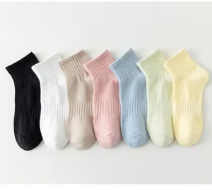 Baumwolle Damen Bonbonfarben Kurze Socken Einfarbige Fruehling Sommer Freizeit Socken