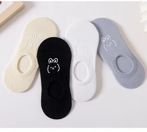 Süße Hasen Stickerei Damen Sneakersocken, dünne atmungsaktive unsichtbare Füßlinge Sommer.