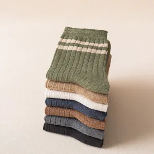 Herren gerippte Freizeitsocken mehrfarbig gestreifte Sport Baumwollsocken im Set 7 Paar